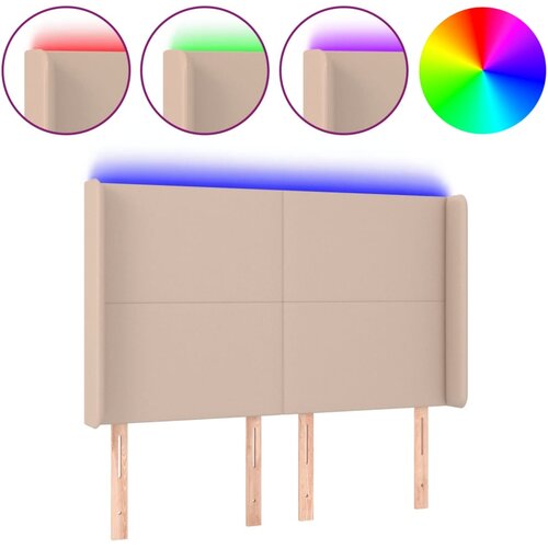  LED uzglavlje boja cappuccina 147x16x118/128cm od umjetna koža Slike