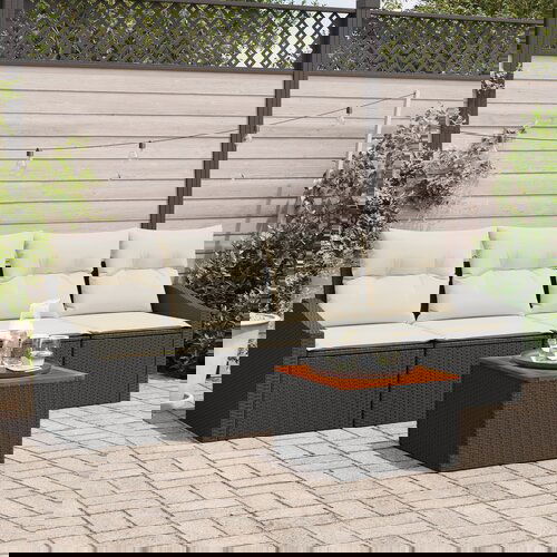 vidaXL 5-dijelni set vrtnih sofa s jastučićima Crni Poli Ratan Akacija Cijene