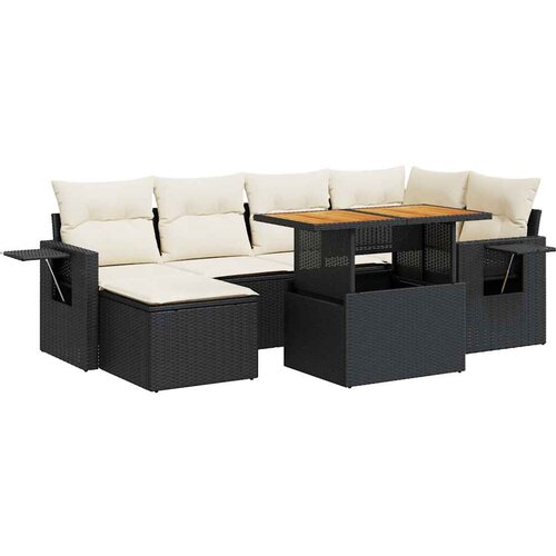 VidaXL 7-dijelni set vrtnih sofa od poliratana s jastucima crni Slike
