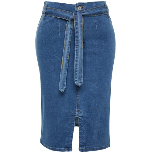 Trendyol Curve Plus Size Skirt - Blue - Mini Slike