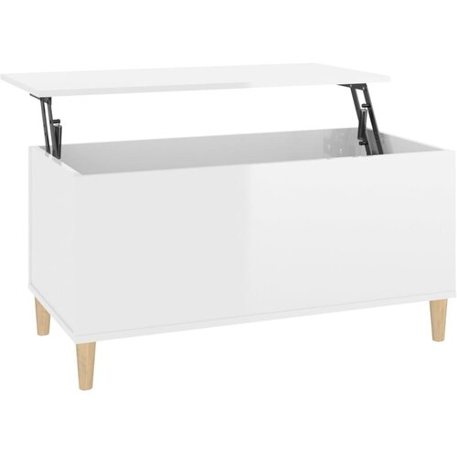 Maison Chic Klubska mizica - kavna mizica - Nizka mizica visok sijaj bela 90x44,5x45 cm inženirski les, (21752290) Cene
