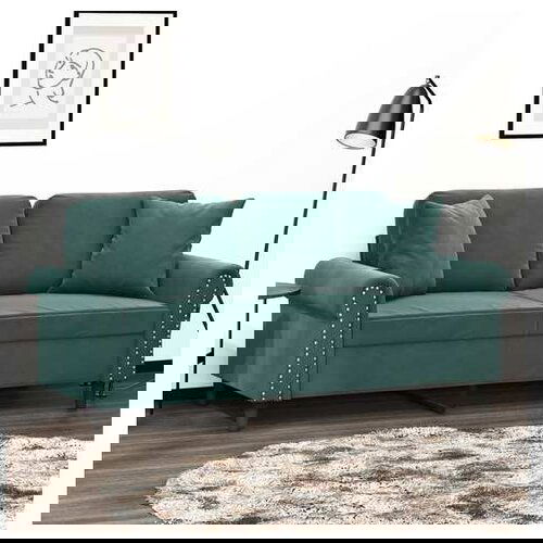VidaXL kavč dvosed z okrasnimi blazinami temno zelen 140 cm žamet Slike