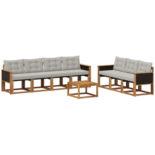 vidaXL Zunanja garnitura za sedenje 8 pcs Naravna in svetlo siva, (5000282541) Cene