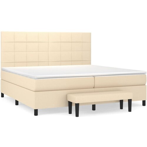 VidaXL Krevet s oprugama i madracem krem 200 x 200 cm od tkanine Slike