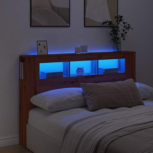  LED uzglavlje boja hrasta artisan 160x18,5x103,5 cm drveni Slike