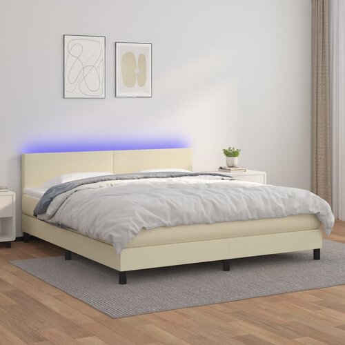  box spring s madracem LED krem 180x200cm od umjetne kože Cijene