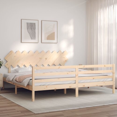 vidaXL Posteljni okvir z vzglavjem 200x200 cm trden les Cene