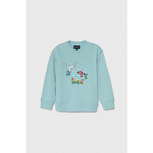 Emporio Armani Otroški bombažen pulover x The Smurfs