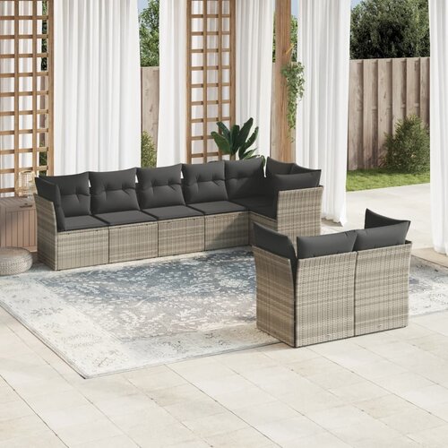 vidaXL 8-dijelni set vrtnih sofa od poliratana s jastucima svjetlosivi Cijene