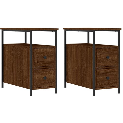 Maison Chic Dvo delni komplet Nočne omarice - Nočne mize rjavi hrast 30x60x60 cm inženirski les, (21688124) Slike