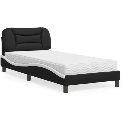 vidaXL Krevet s madracem crno-bijeli 90 x 190 cm od umjetne kože