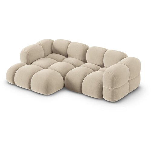 Cosmopolitan Design Bež žametna kotna sedežna garnitura (levi kot/z ležalnikom) Loretto &amp;ndash; Slike