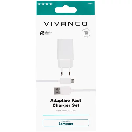 Vivanco fast charger set micro usb 15W 62210 TCVVMUSBADAP15W