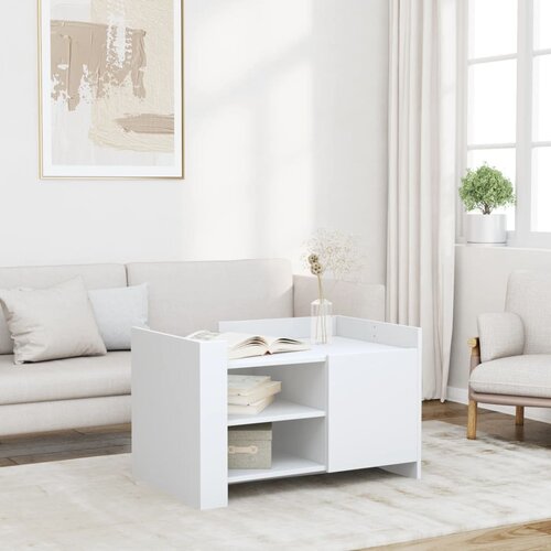  The Living Store Klubska mizica bela 80x50x50 inženirski les - Klubska Mizica, (21496190) Cene