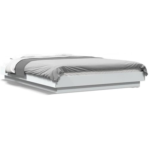 VidaXL Posteljni okvir z LED lučkami bel 120x200 cm inženirski les Slike