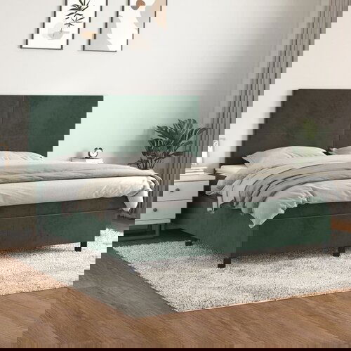  The Living Store Box spring postelja z vzmetnico temno zelena 160x200 cm žamet - Box Spring Postelja, (21492636) Cene