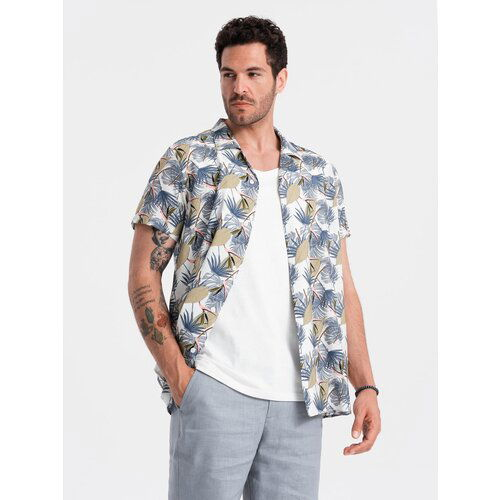 Ombre Viscose patterned men's short sleeve shirt - palm trees Cene