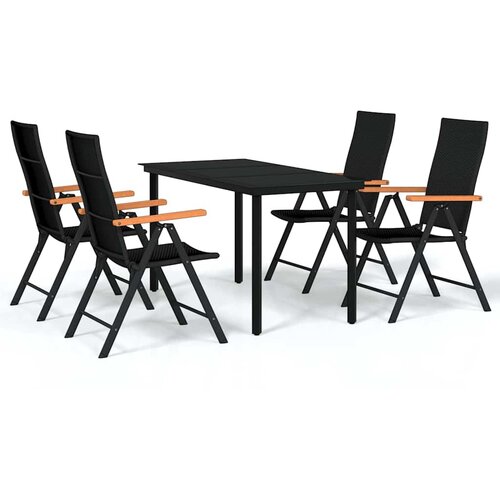  5-dijelni vrtni blagovaonski set crni Crna Dužina stola 140 cm Slike