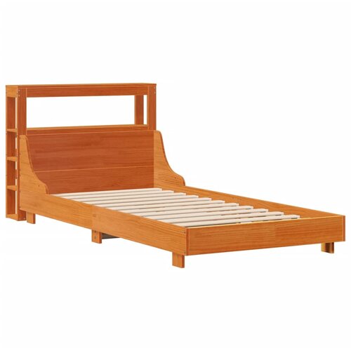 VidaXL Posteljni okvir z vzglavjem vo&amp;scaron;čeno rjava 100x200 cm borovina, (21304262) Slike