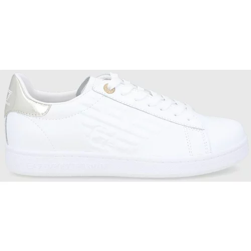 Ea7 Emporio Armani Usnjeni čevlji bela barva