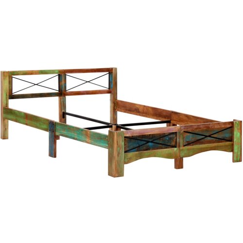 Maison Chic Posteljni okvir - Dvoposteljna postelja - Zakonska postelja iz trdnega predelanega lesa 140x200 cm, (21692604) Slike