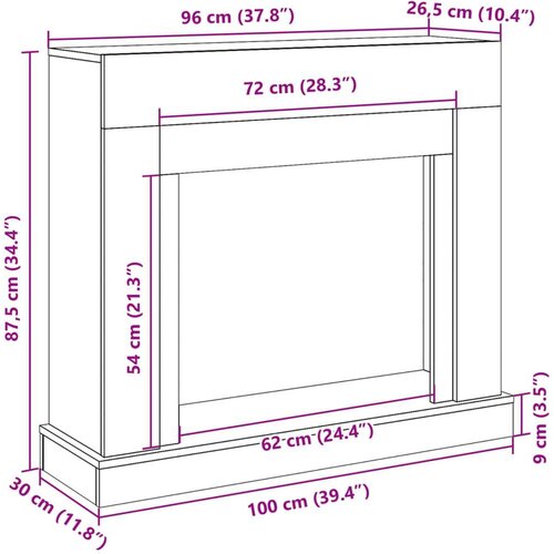 VidaXL Okvir za kamin boja hrasta 100x30x87,5 cm od konstruiranog drva Slike