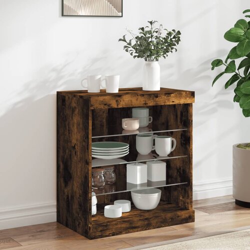 The Living Store Komoda z LED lučkami dimljen hrast 60,5x37x67 cm - Komoda, (21661350) Cene