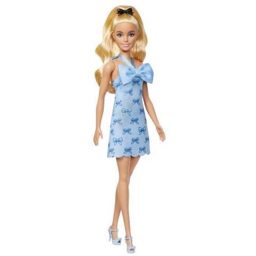  Fashionistas lutka št. 237 v modri obleki s polkrožnim vratom in lokom - 1 k. Cene