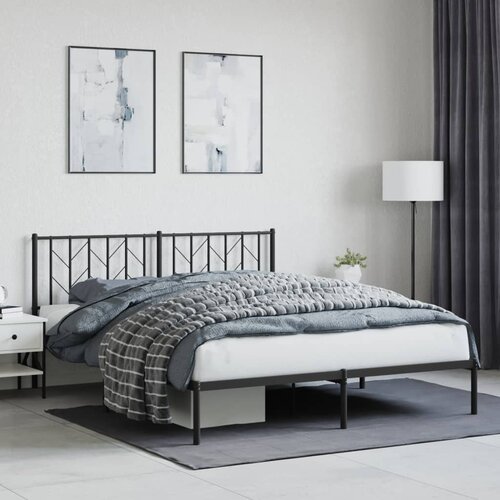 vidaXL Metalni okvir za krevet s uzglavljem crni 160x200 cm Cene