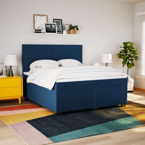 VidaXL Krevet s oprugama i madracem plavi 180x200 cm od tkanine Slike