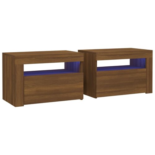 Maison Chic Dvo delni komplet Nočne omarice - Nočne mize LED rjavi hrast 60x35x40 cm, (21689830) Cene