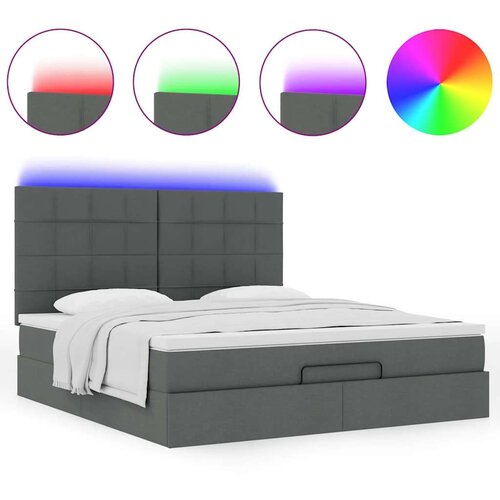 VidaXL Otomanski krevet s madracem i LED tamnosivi 160x200cm tkanine Slike