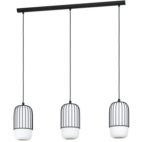Eglo visilica Muleges 99619, 3x E27, 96 cm, crna/bijelo opalno staklo Slike