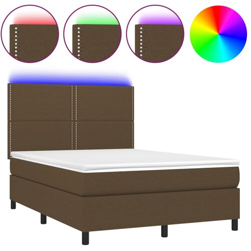 Maison Chic Box spring postelja - Vzmetna postelja z vzmetnico LED temno rjava 140x200cm blago SL22204, (21891714) Cene