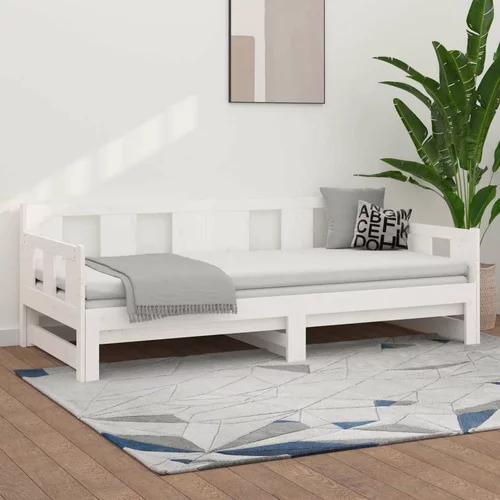  Izvlečna dnevna postelja bela trdna borovina 2x(80x200) cm, (20600849)