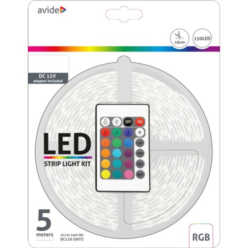 Avide LED traka sa daljinskim upravljačem, RGB, 7.2W, 12V, 5 met. &ndash; ABLSBL12V5050-30RGB65 Cijene