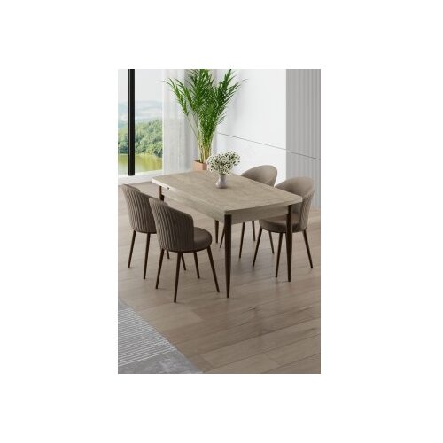 Hanah home Rasklopivi trpezarijski sto i stolice (5 delova) Asfel Travertine Cappuccino Cene
