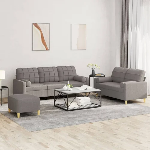 vidaXL 3-dijelni set sofa s jastucima smeđesivi od tkanine