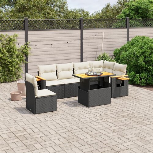 vidaXL 7-dijelni set vrtnih sofa od poliratana s jastucima crni Cijene