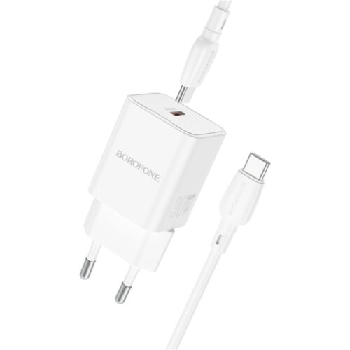 Borofone USB punjač sa kablom 1m Type-C to Type-C BN13 Safety PD30W single-port set white Slike
