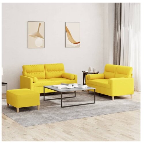 vidaXL 3-dijelni set sofa s jastucima svjetložuti od tkanine Cijene