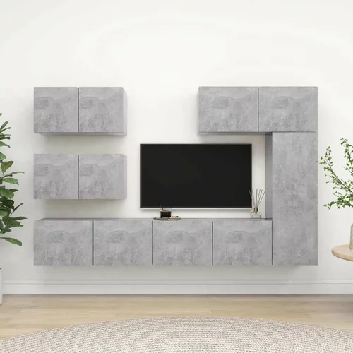  Komplet TV omaric 6-delni betonsko siva iverna plošča, (20913616)