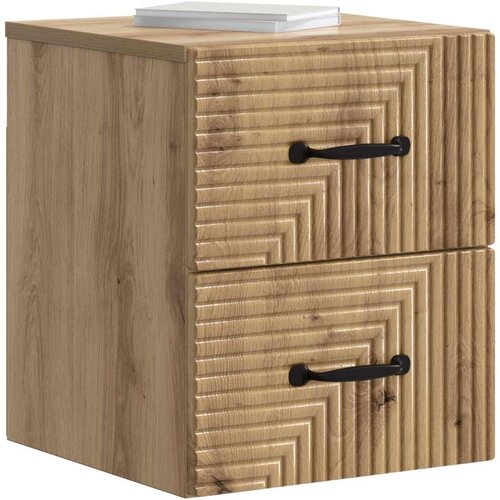  Noćni ormarić za montažu na zid s ladicama 2 pcs Hrast artisan Slike