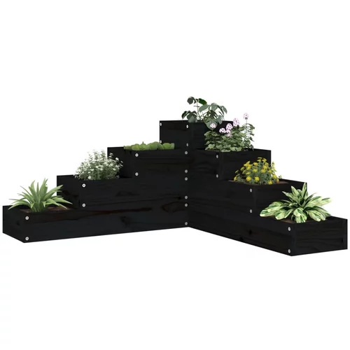 vidaXL Vrtna sadilica s 4 razine 80 5 x 79 x 36 cm crna od borovine
