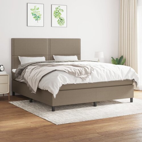  The Living Store Box spring postelja z vzmetnico taupe 160x200 cm blago - Box Spring Postelja, (21501254) Slike