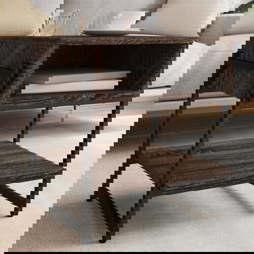 VidaXL Klubska mizica rjavi hrast 40x40x45 cm inženirski les Slike