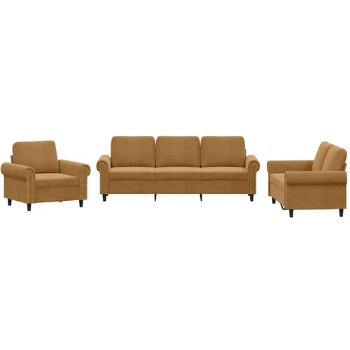  3-dijelni set sofa s jastucima smeđi bar&amp;scaron;unasti Slike