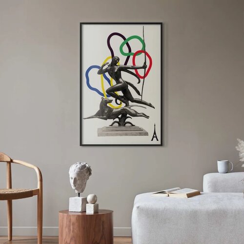 Plakat - Collage Graphic - Woman Shooting a Bow 40x60 Crni okvir Slike