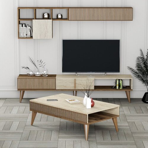 Hanah home Milan - Walnut, Travertine WalnutTravertine Living Room Furniture Set Cene