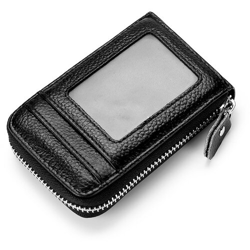 INF Novo navpično držalo za kartice Accordion iz goveje kože na zgornji plasti z režo za več kartic Black, (21583655) Cene